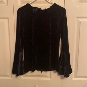 Velvet long sleeve bell sleeve with a tie back with a key hole